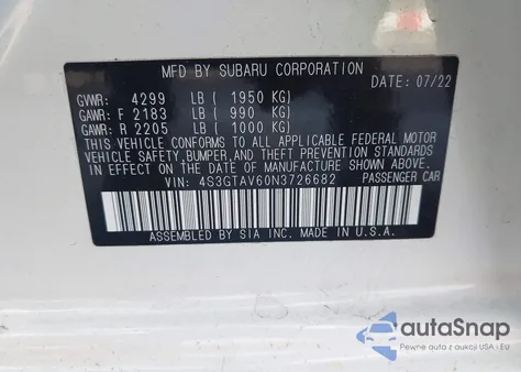 2022 Subaru Impreza Premium 5-Door из США, поврежденный, VIN 4S3GTAV60N3726682